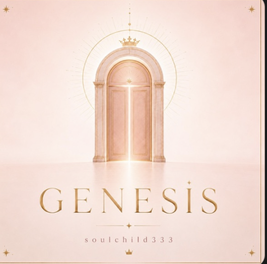 Genesis by Soulchild333 — blush pink album cover with a golden doorway