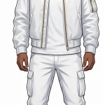 Soulchild333 standing in a white bomber jacket and cargo set with a gold 333 pendant, Genesis era reference still
