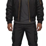 Soulchild333 standing in a black bomber jacket and cargo set with a gold 333 pendant, Righteous Distance era reference still